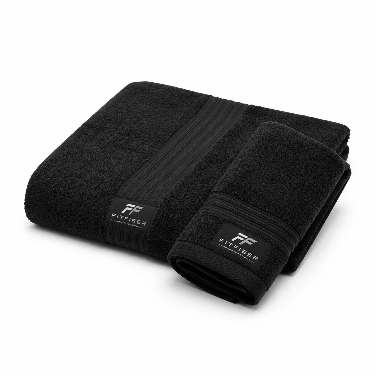 FitFiber Black Performance Bath Towel and Hand Towel Combo.