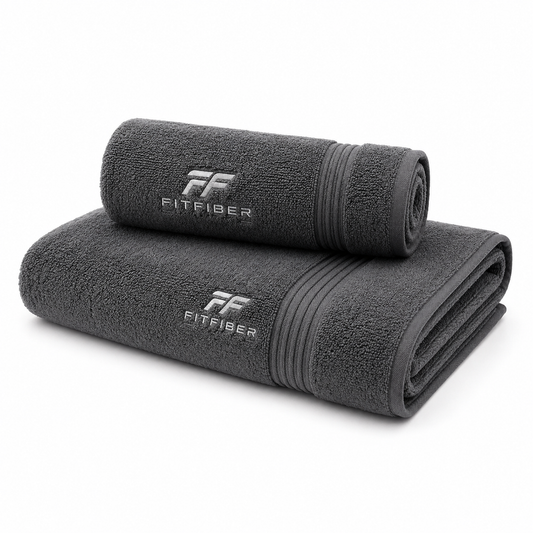 FitFiber Grey Everyday Bath Towel and Hand Towel